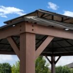 Sunjoy Fenwick Hardtop Gazebo with Wood-Grain Aluminum Frame