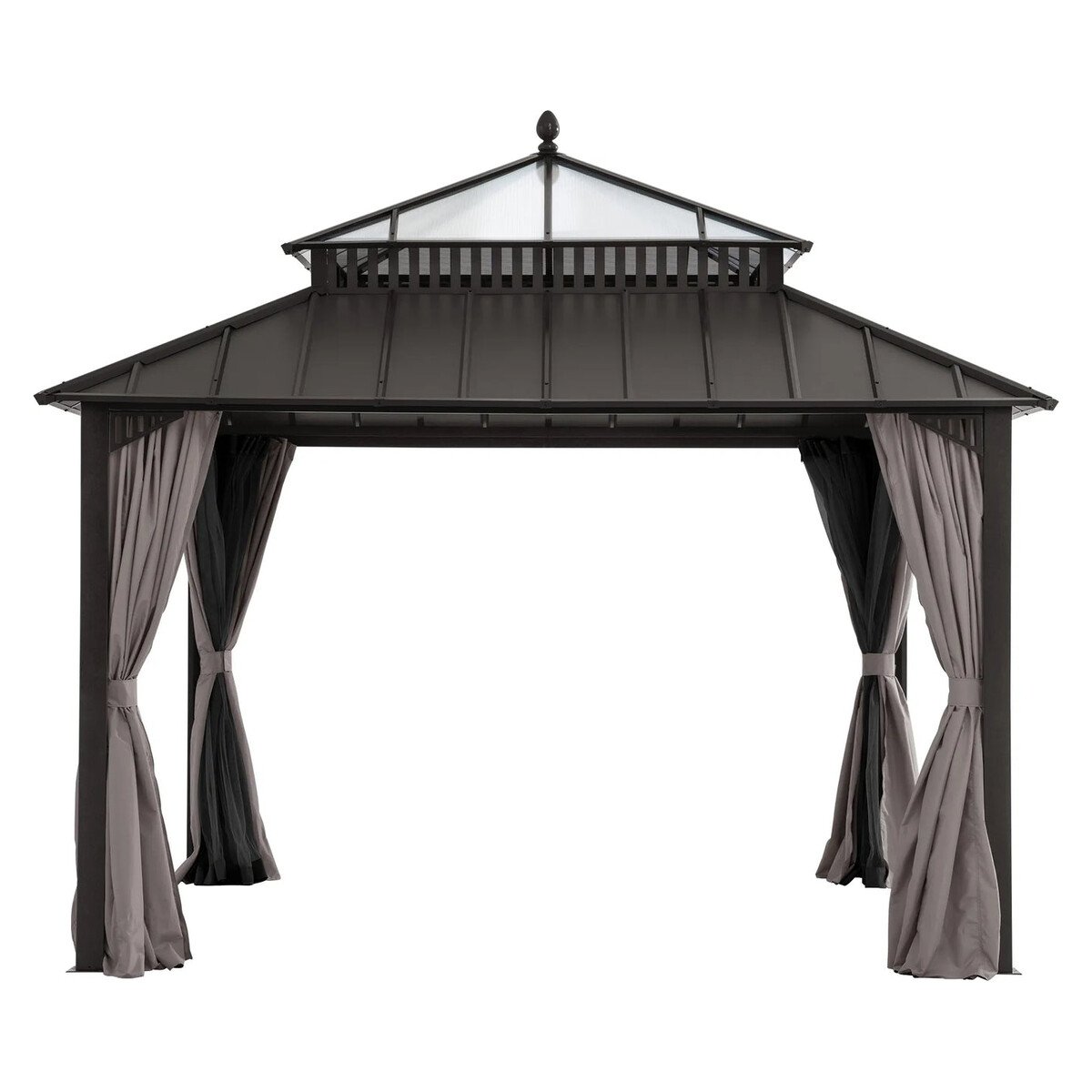 Sunjoy Kingston Horizon PC-Vent 12x12 Hardtop Gazebo - Brown