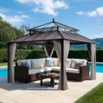 Sunjoy Kingston Horizon PC-Vent 12x12 Hardtop Gazebo - Brown