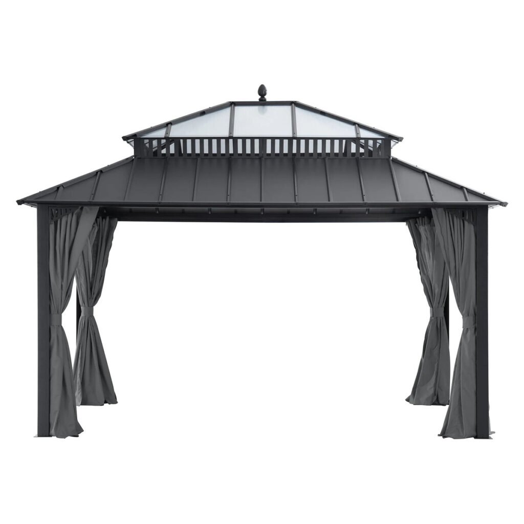 Sunjoy Kingston Horizon PC-Vent 12x14 Hardtop Gazebo - Slate Gray