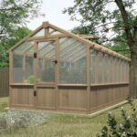 VEIKOUS 16 ft. x 8 ft. Walk-In Wood Greenhouse with Roof Vent & Lockable Door
