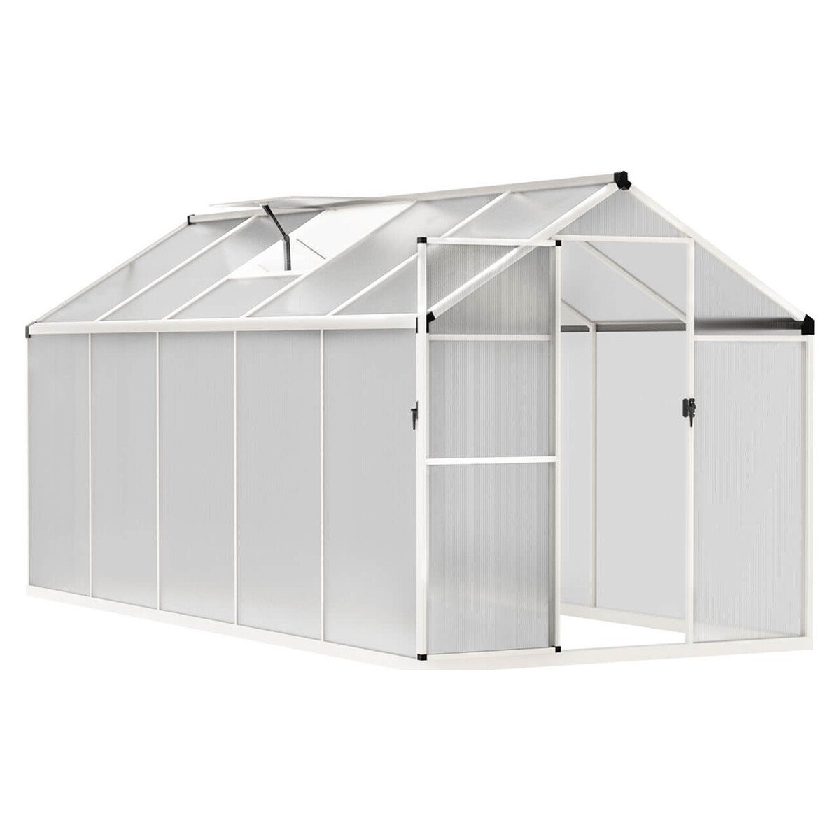 VEIKOUS 6 ft. x 10 ft. Polycarbonate Walk-In Greenhouse with Aluminum Frame