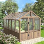 VEIKOUS 6 ft. x 8 ft. Cedar Wood Walk-In Greenhouse with Polycarbonate Panels