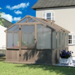 VEIKOUS 8 ft. x 10 ft. Walk-In Wood Greenhouse with Polycarbonate Panels & Roof Vents