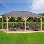 Yardistry Meridian Cedar Gazebo with Aluminum Roof